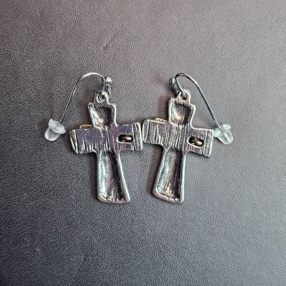 Vintage Cross Earrings With "Faith" Banner (NWOT) - Picture 4 of 5